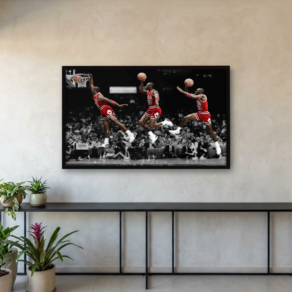 Quadro Decorativo Michael Jordan Ilustração Slam Dunk - Chicago Stadium 1988