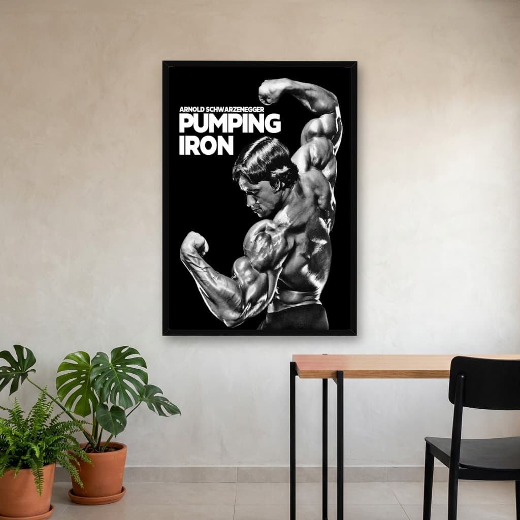 Quadro Decorativo Arnold Schwarzenegger Pumping Iron - PRETO