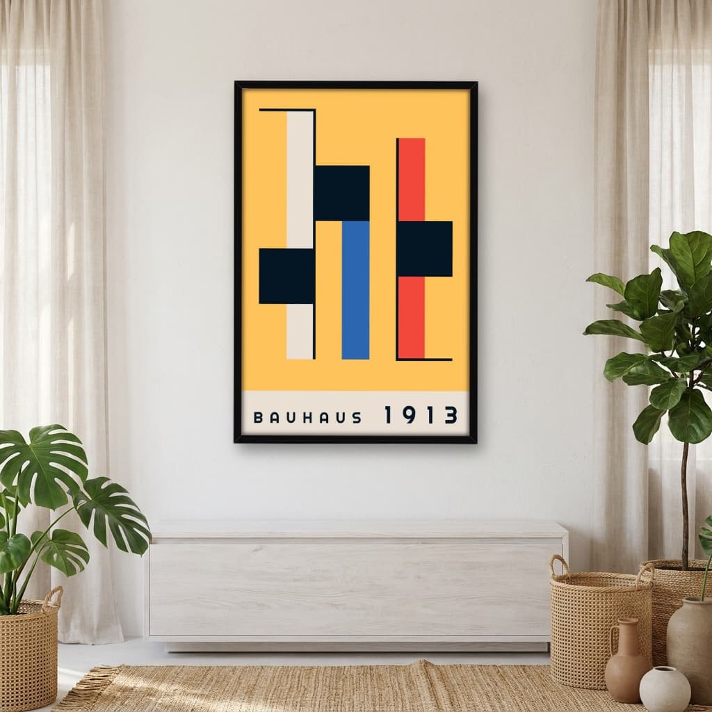 Quadro Decorativo Arte Bauhau 1913 Abstrato Geométrico