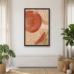 Quadro Decorativo Pintura Ouro e Azul Marinho com Terracota -vs02