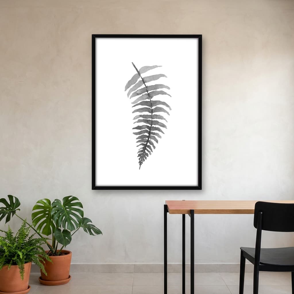 Quadro Decorativo Folha Tropical - Preto e Branco - opção 01