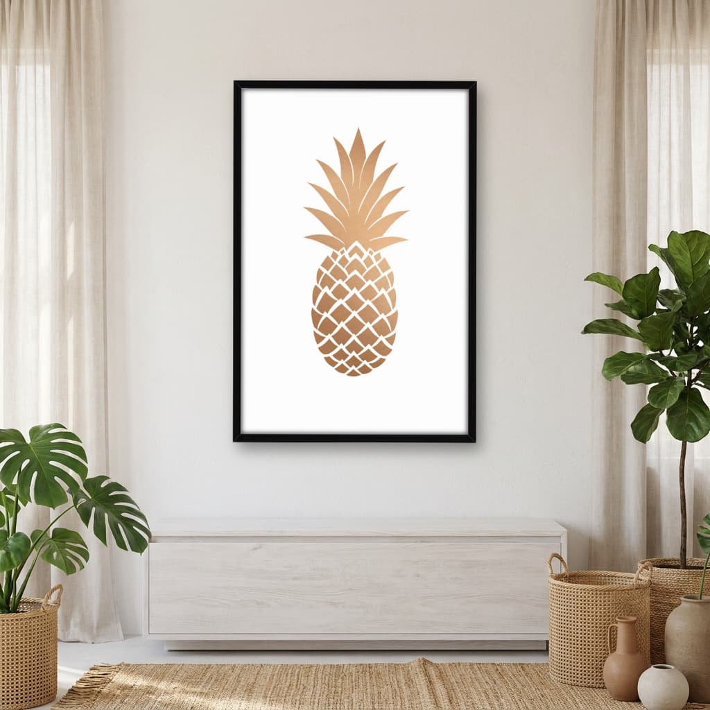 Quadro Decorativo Abacaxi Dourado