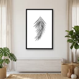 Quadro Decorativo Folha Tropical - Preto e Branco - opção 02