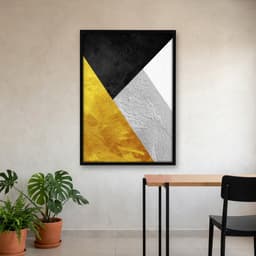 Quadro Decorativo Formas Abstrato Geométrico Gold Black -vs05