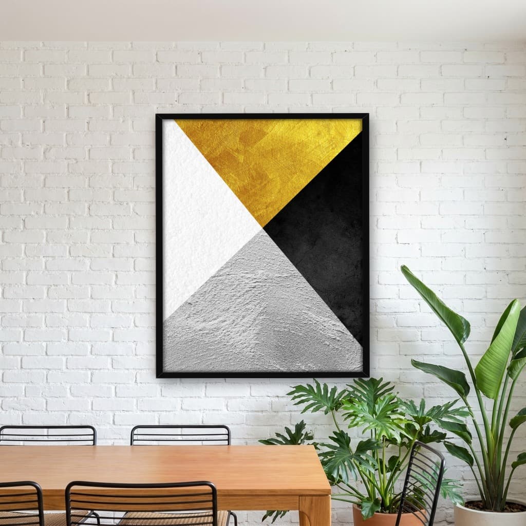 Quadro Decorativo Formas Abstrato Geométrico Gold Black -vs04