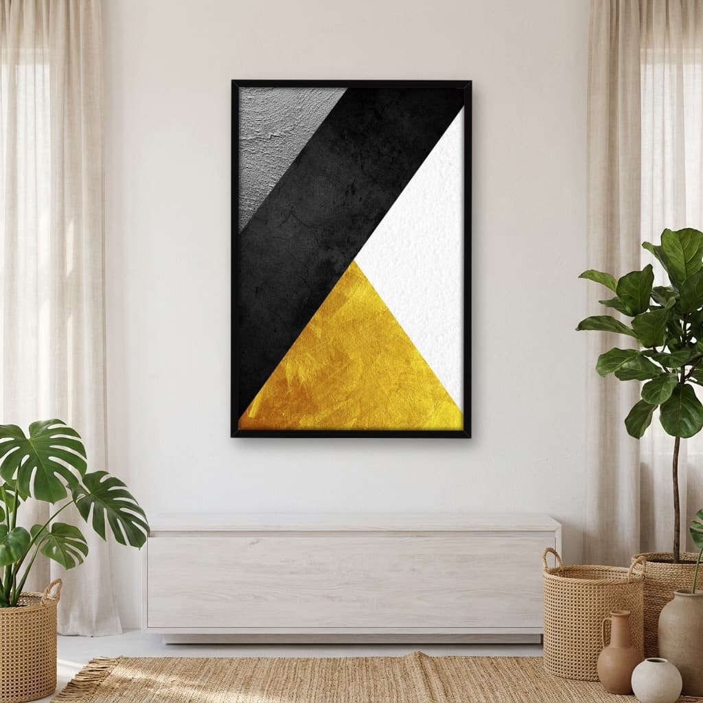 Quadro Decorativo Formas Abstrato Geométrico Gold Black -vs02