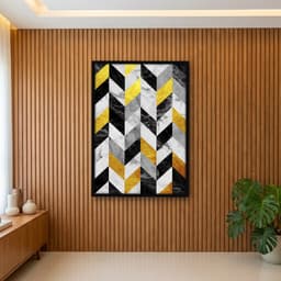 Quadro Decorativo Formas Abstrato Geométrico Gold Black -vs03