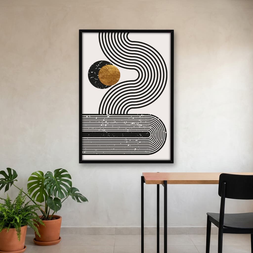Quadro Decorativo Estilo de linha simples douradas círculos arcos -vs01