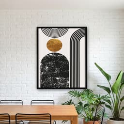 Quadro Decorativo Estilo de linha simples douradas círculos arcos -vs02