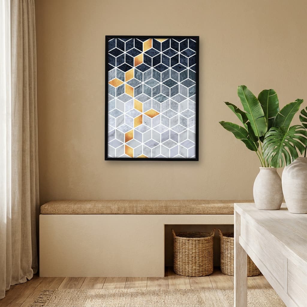 Quadro Decorativo Soft Blue Gradient Cubes