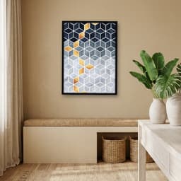 Quadro Decorativo Soft Blue Gradient Cubes
