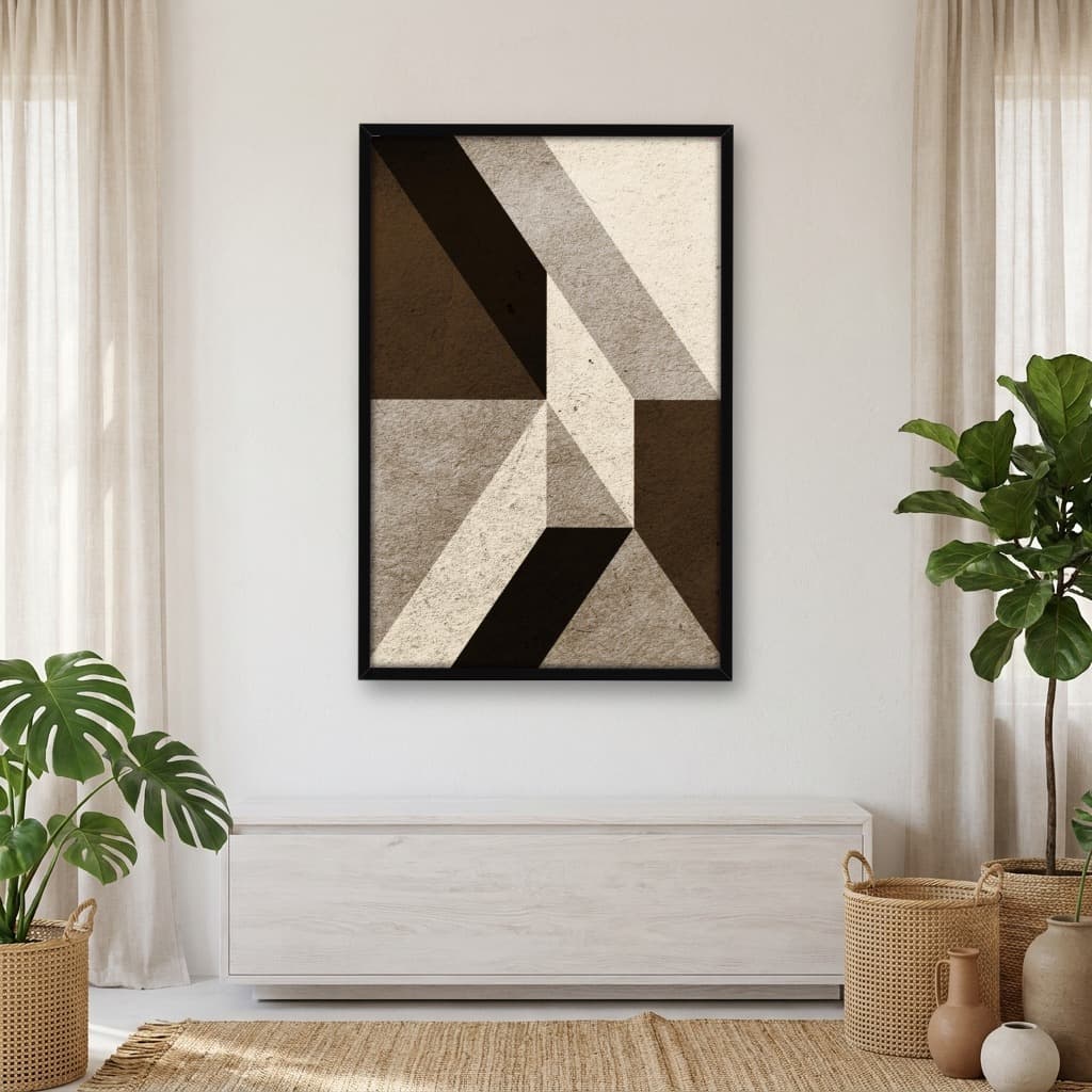 Quadro Decorativo Geométrico Triângulos Ferrugem -vs01