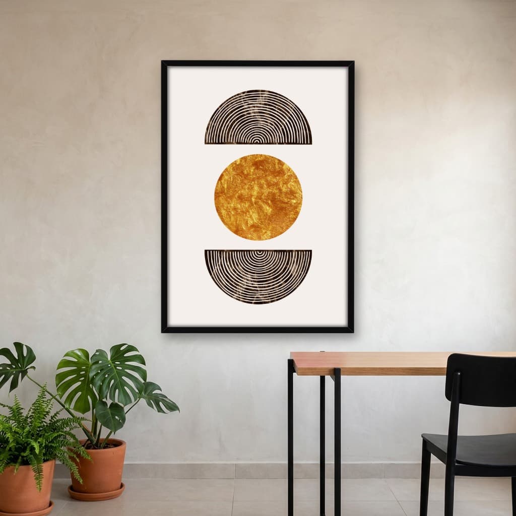 Quadro Decorativo Estilo de Arco e círculos dourado -vs02