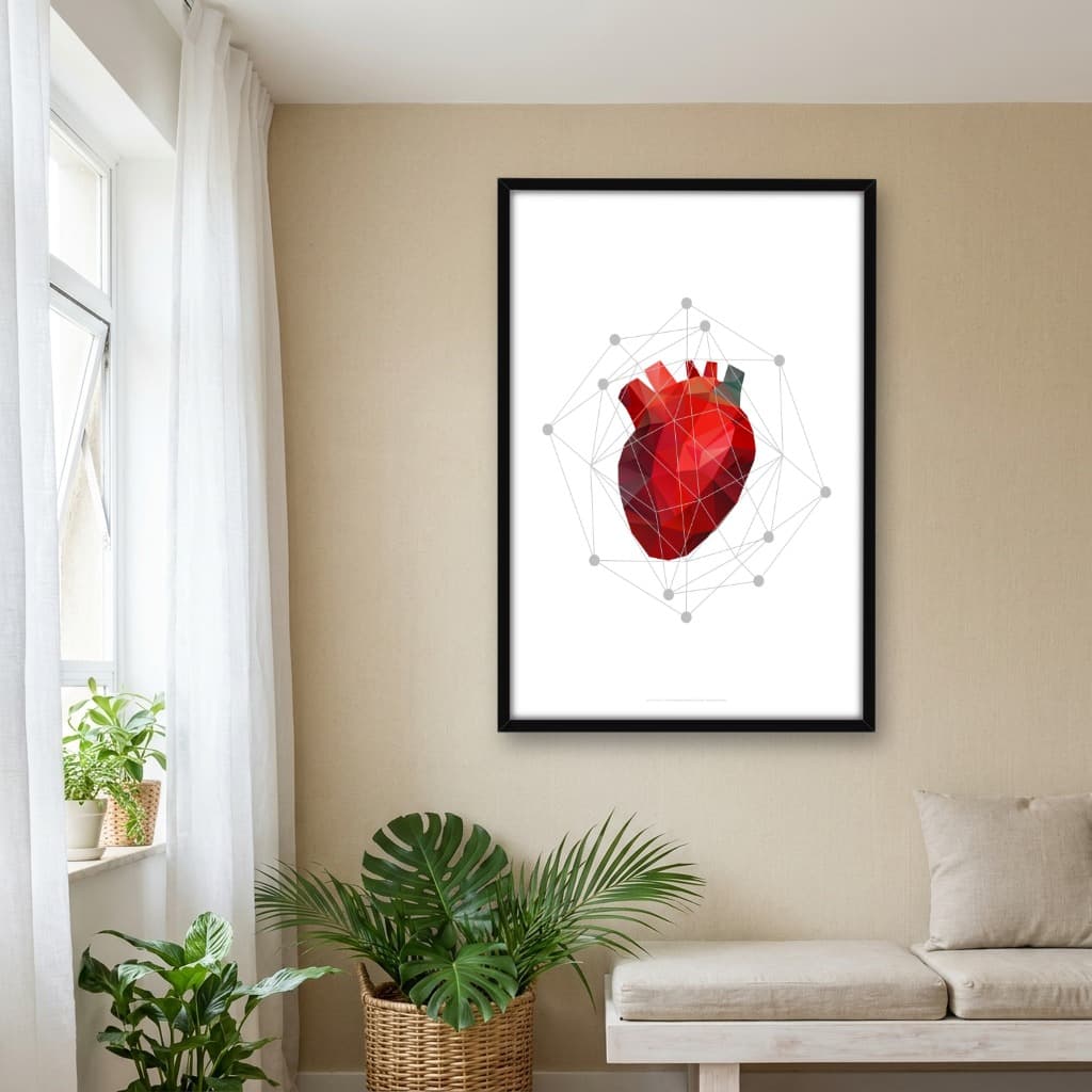 Quadro Decorativo Coração Polígono