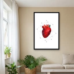 Quadro Decorativo Coração Polígono