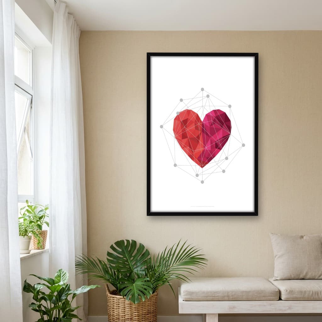 Quadro Decorativo Coração Polígono - Opção 2