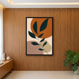 Quadro Decorativo Arte Abstrato Folhagem e Cores Terracota - vs05
