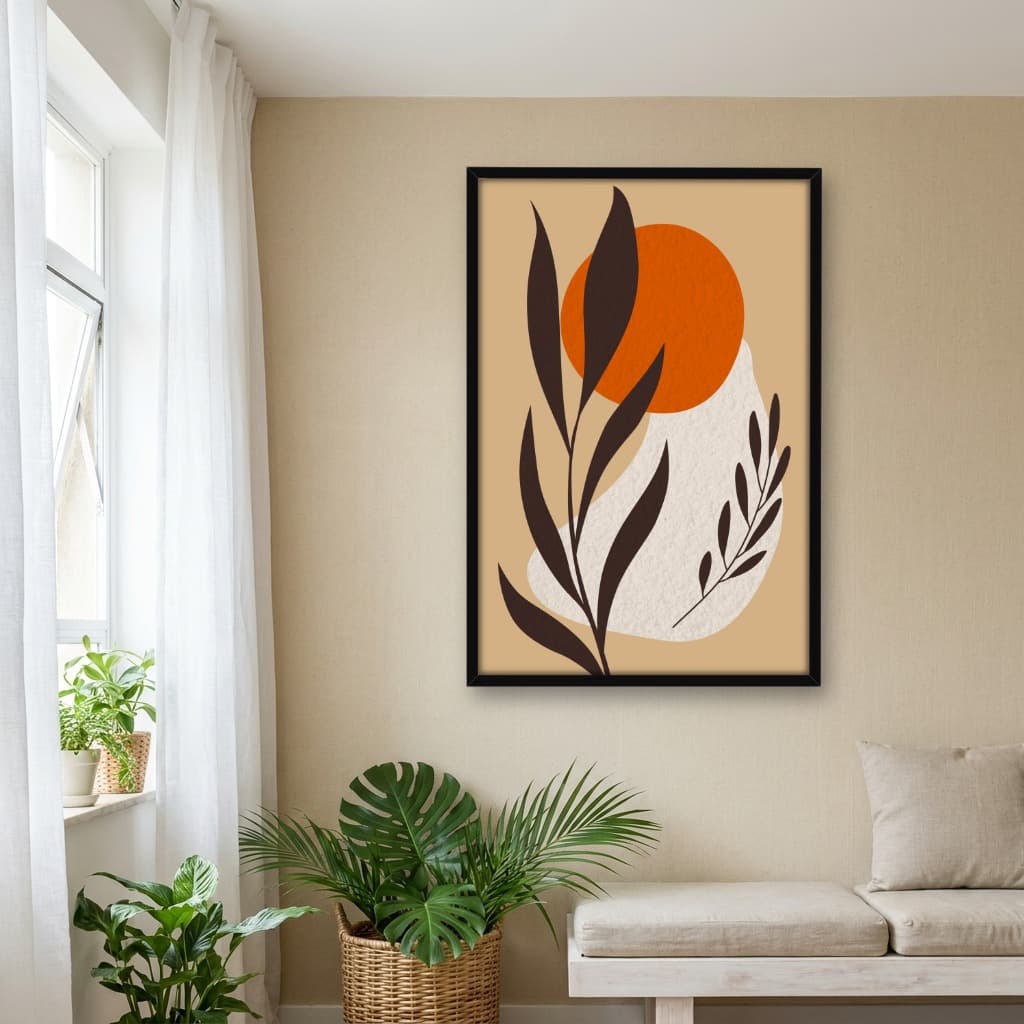 Quadro Decorativo Arte Abstrato Folhagem e Cores Terracota - vs04
