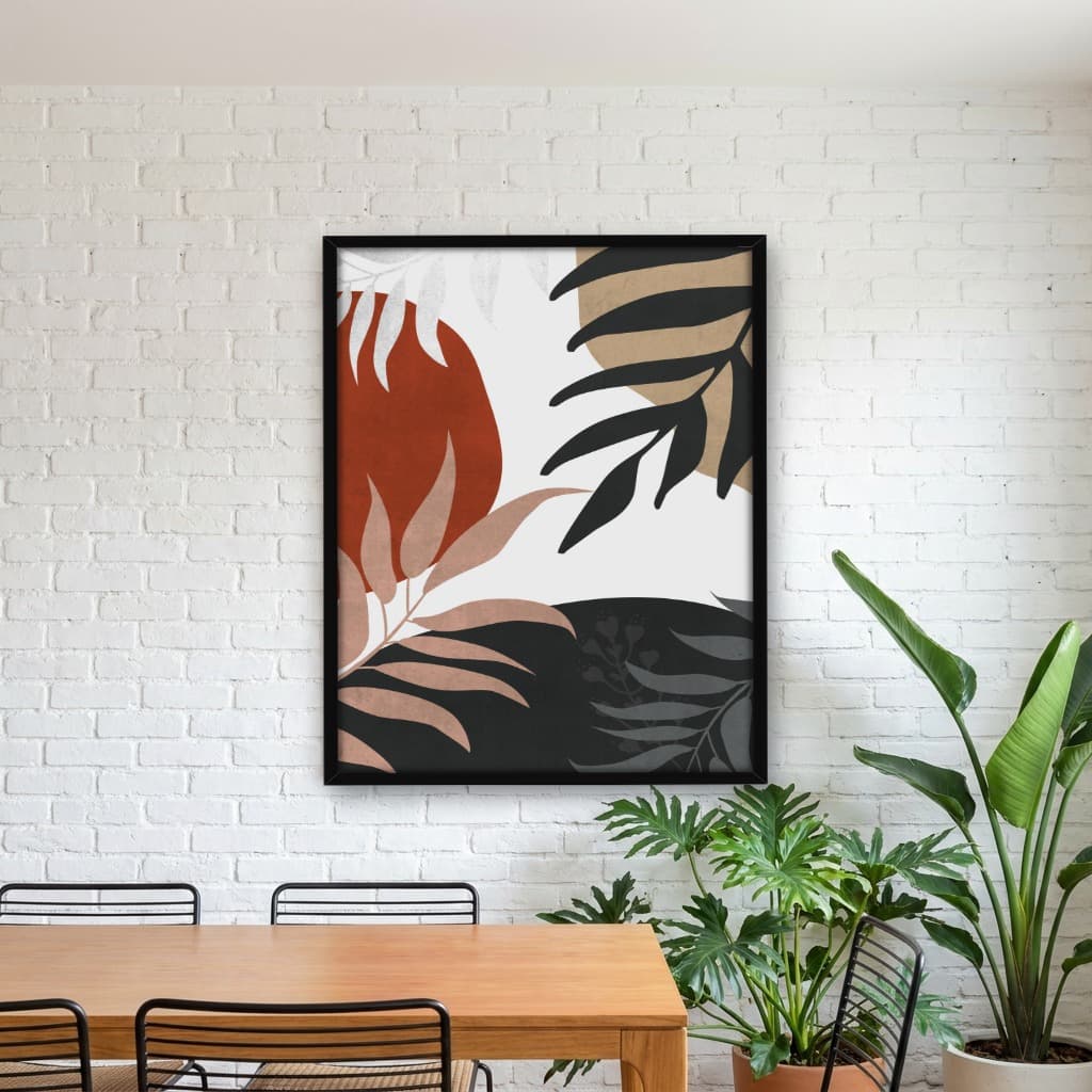 Quadro Decorativo Arte Abstrato Folhagem e cores terracota - vs01