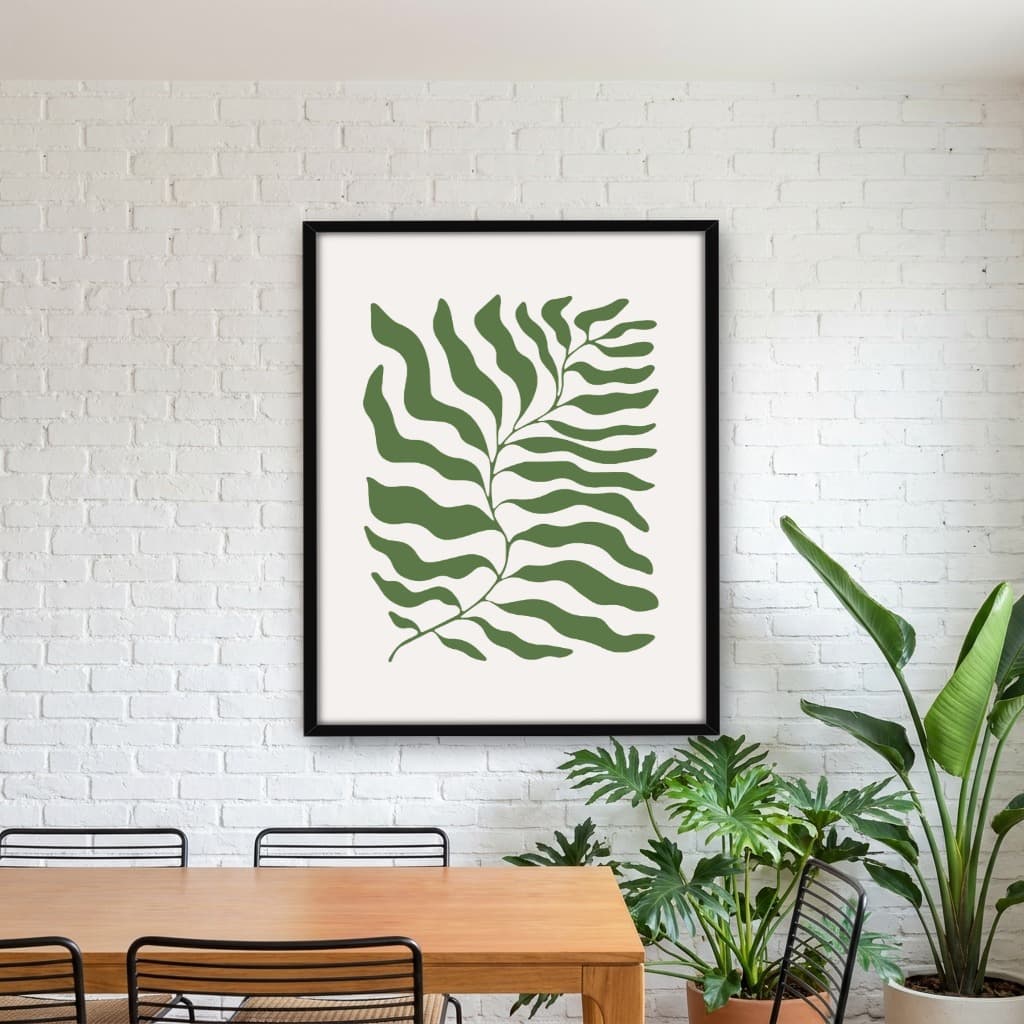 Quadro Decorativo Folha Abstrata Verde Botânica
