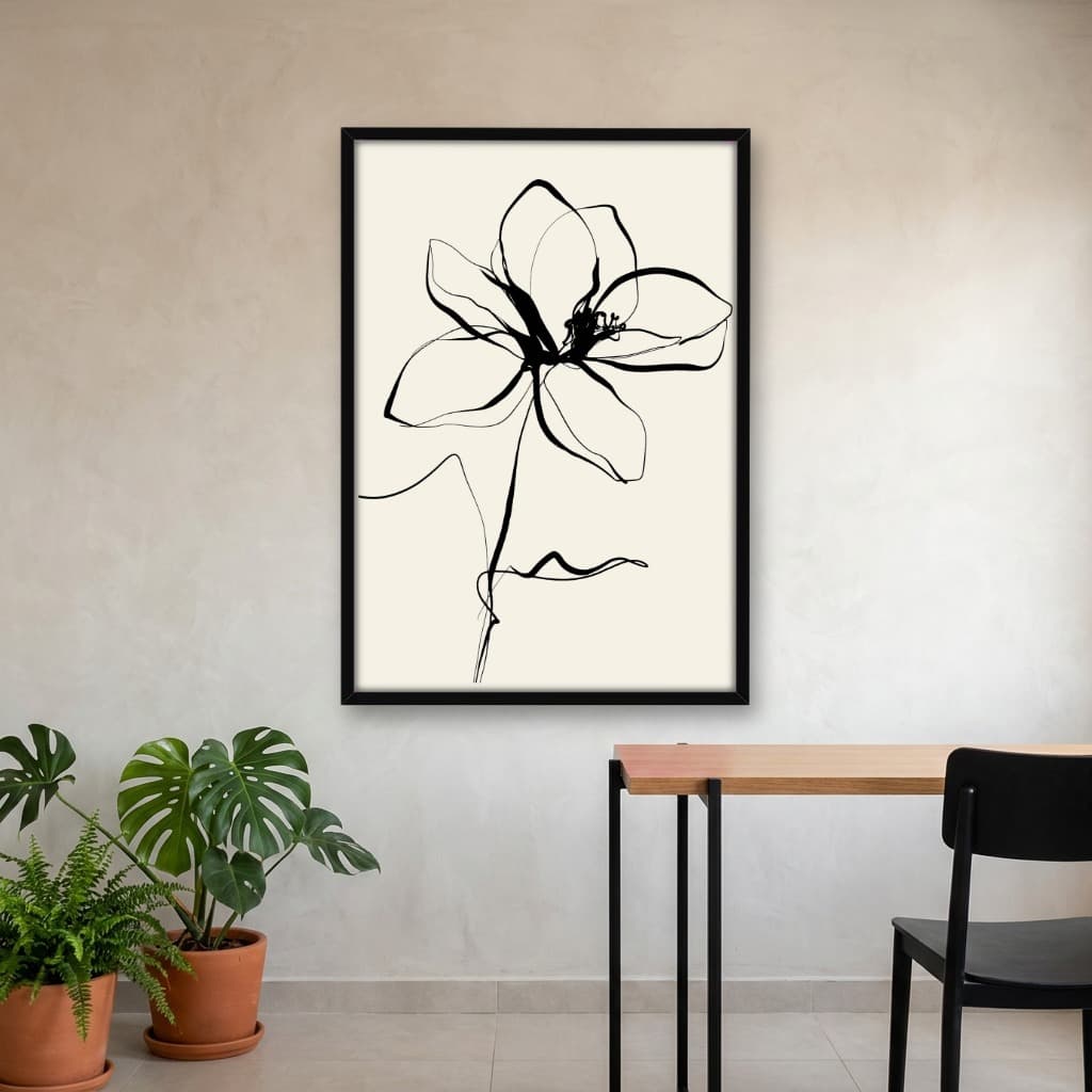 Quadro Decorativo Arte de linha de flores