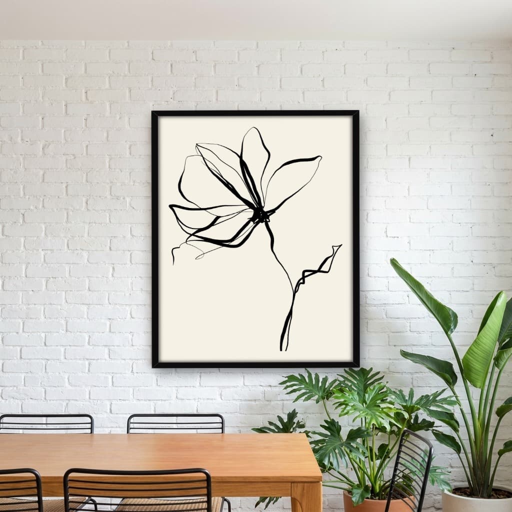 Quadro Decorativo Flor em linha arte