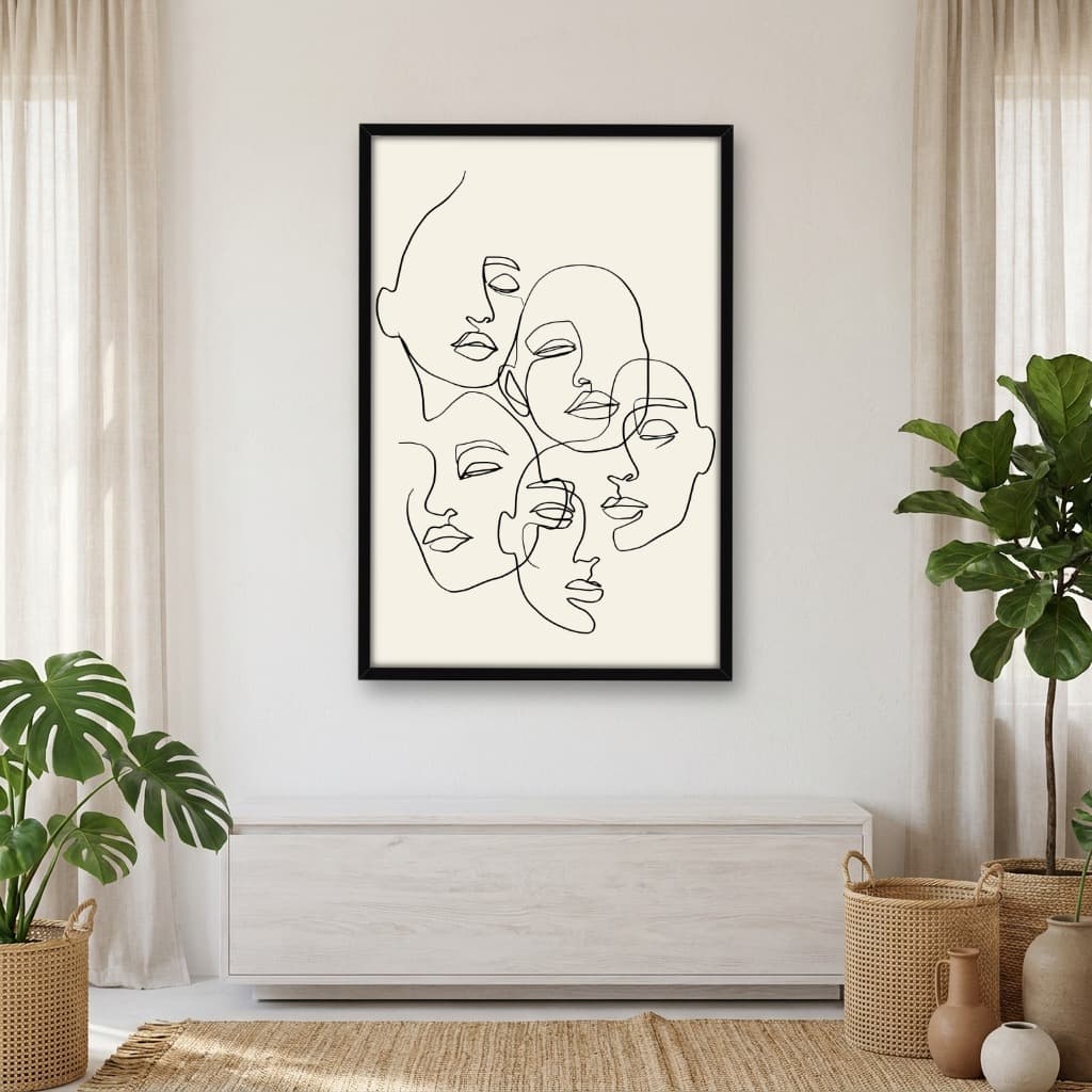 Quadro Decorativo Rostos de Mulheres Linha