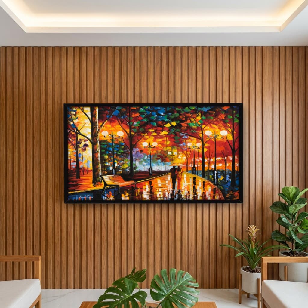 Quadro Decorativo O farfalhar da chuva no parque Obra do Artista Leonid Afremov