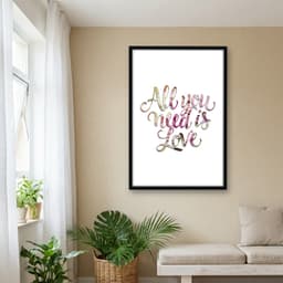 Quadro Decorativo Estilo Nórdico - All You Need Is Love - Rosas