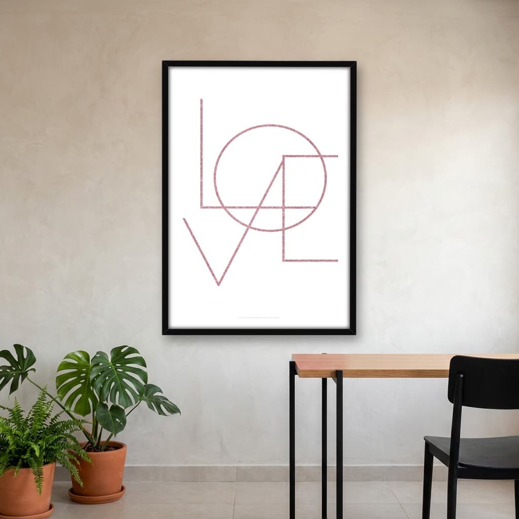 Quadro Decorativo LOVE - Rosê - Arte de decoração para casa