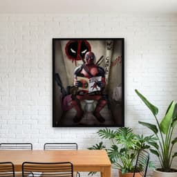 Quadro Decorativo Deadpool no Banheiro Público