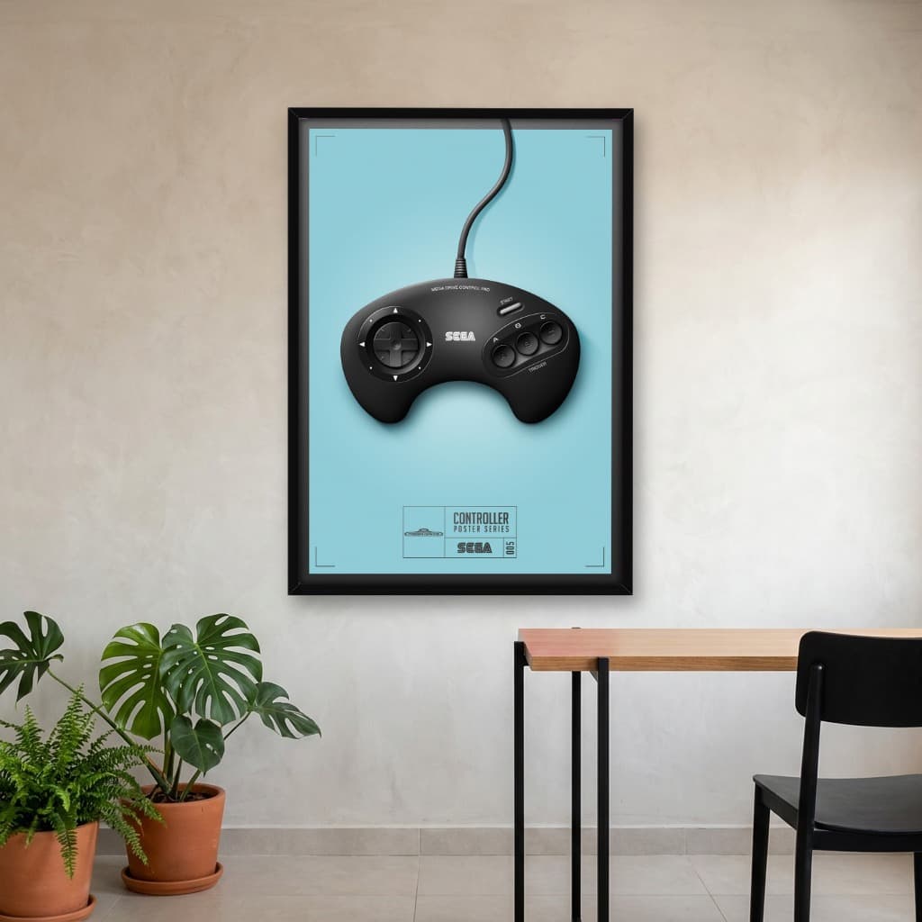 Quadro Decorativo Controle de Games - Mega Drive