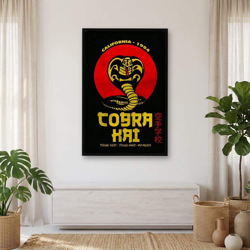 Quadro Decorativo Cobra Kai Karatê Kid Arte - Fundo Preto