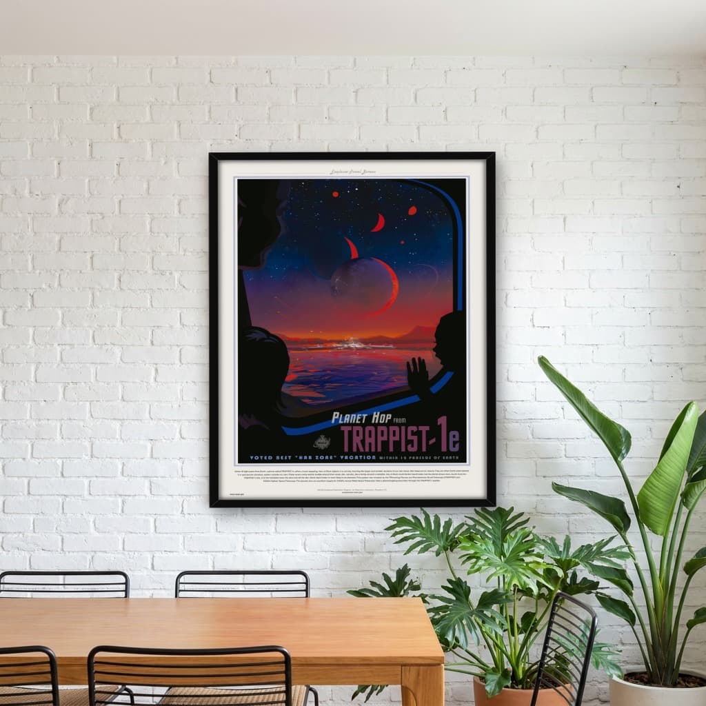 Quadro Decorativo Planet Hop from TRAPPIST-1e - Cartaz de Turismo Visão do Futuro da NASA do Espaço