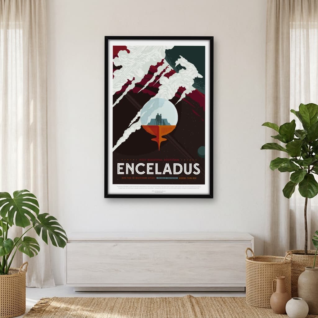 Quadro Decorativo ENCÉLADO - Cartaz de Turismo Visão do Futuro da NASA do Espaço