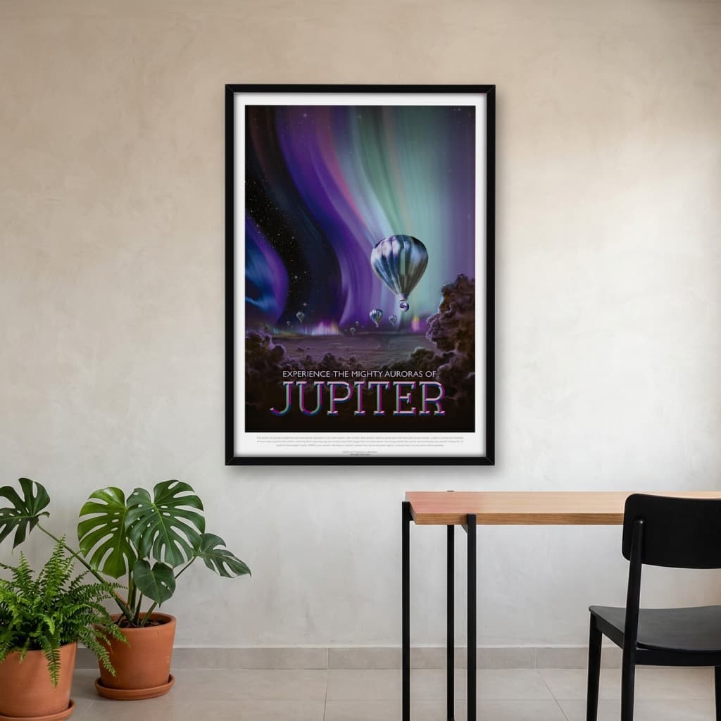 Quadro Decorativo JÚPITER - Cartaz de Turismo Visão do Futuro da NASA do Espaço