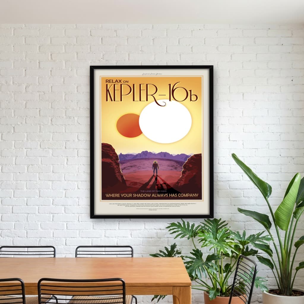 Quadro Decorativo KEPLER16B - Cartaz de Turismo Visão do Futuro da NASA do Espaço