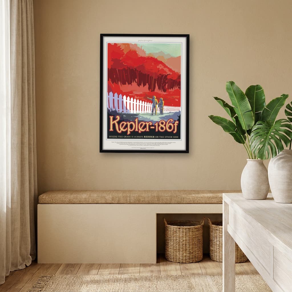 Quadro Decorativo KEPLER186F - Cartaz de Turismo Visão do Futuro da NASA do Espaço