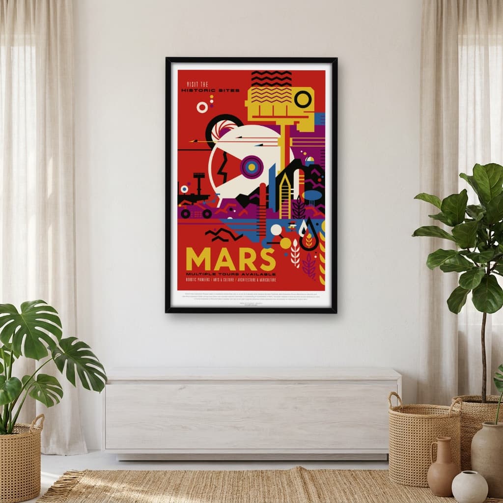 Quadro Decorativo MARTE - Cartaz de Turismo Visão do Futuro da NASA do Espaço