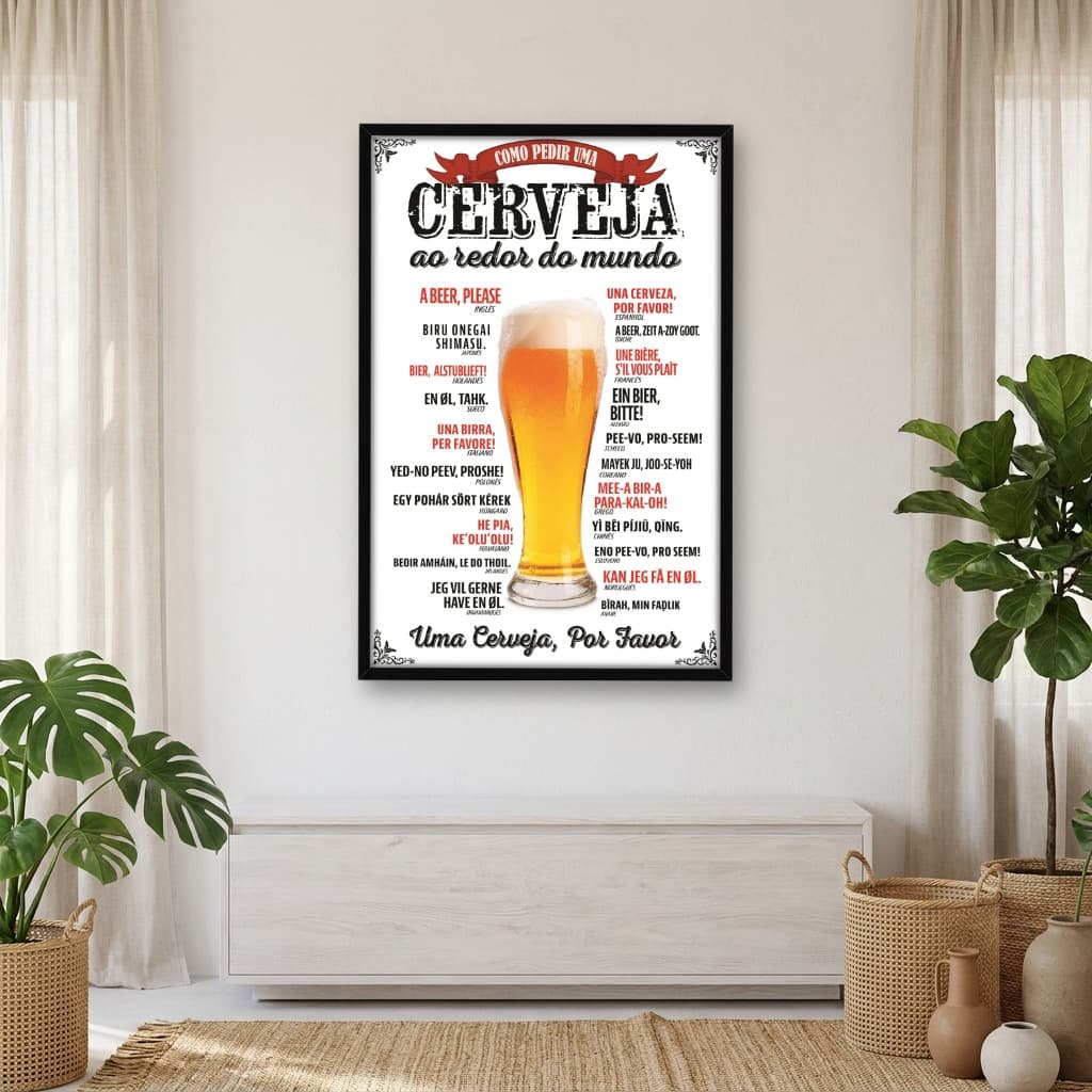 Quadro Decorativo Como Pedir Uma Cerveja ao Redor do Mundo