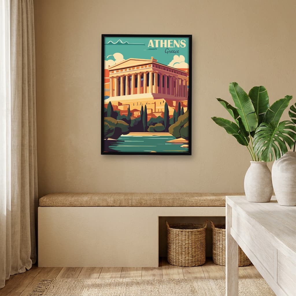 Quadro Decorativo Turismo Atenas Grécia Ilustração