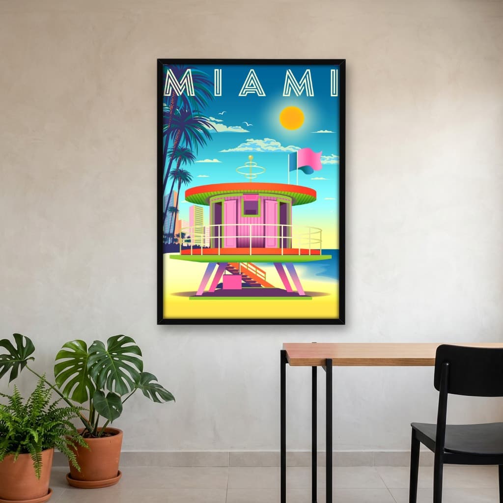 Quadro Decorativo Turismo Miami Ilustração