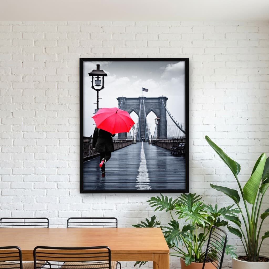 Quadro Decorativo Chuva em Nova Iorque - Ponte do Brooklyn