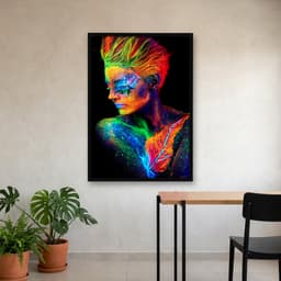 Quadro Decorativo Mulher em Tinta Neon