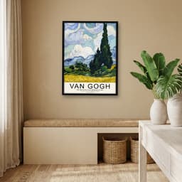 Quadro Decorativo Campo de Trigo com Ciprestes Pintura