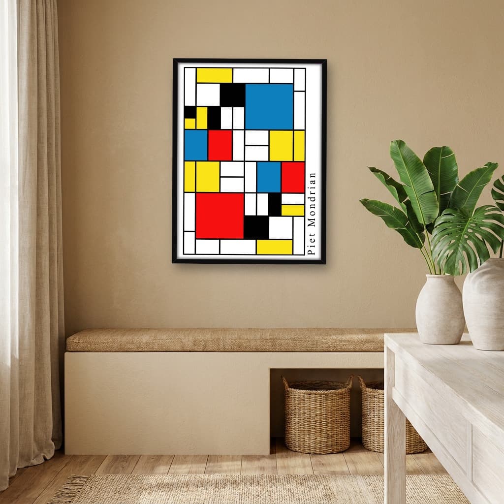 Quadro Decorativo Pintura Abstrata Cubos Quadrados - Piet Mondrian