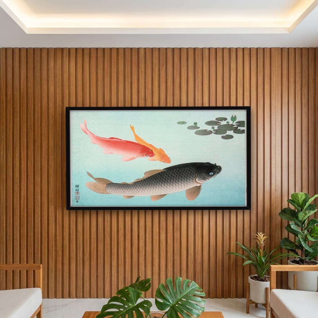 Quadro Decorativo Common and Golden Carp - Ohara Koson