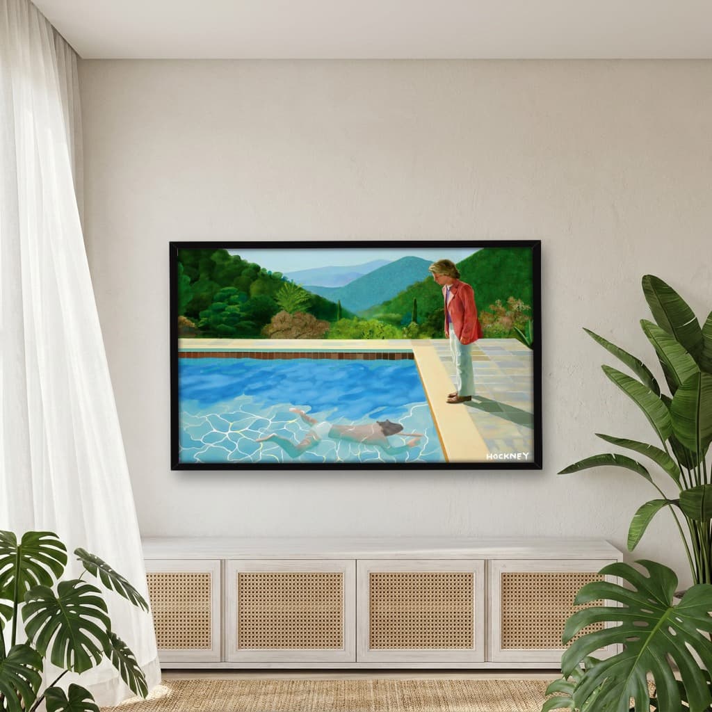 Quadro Decorativo Piscina com Duas Figuras Obra do Artista David Hockney