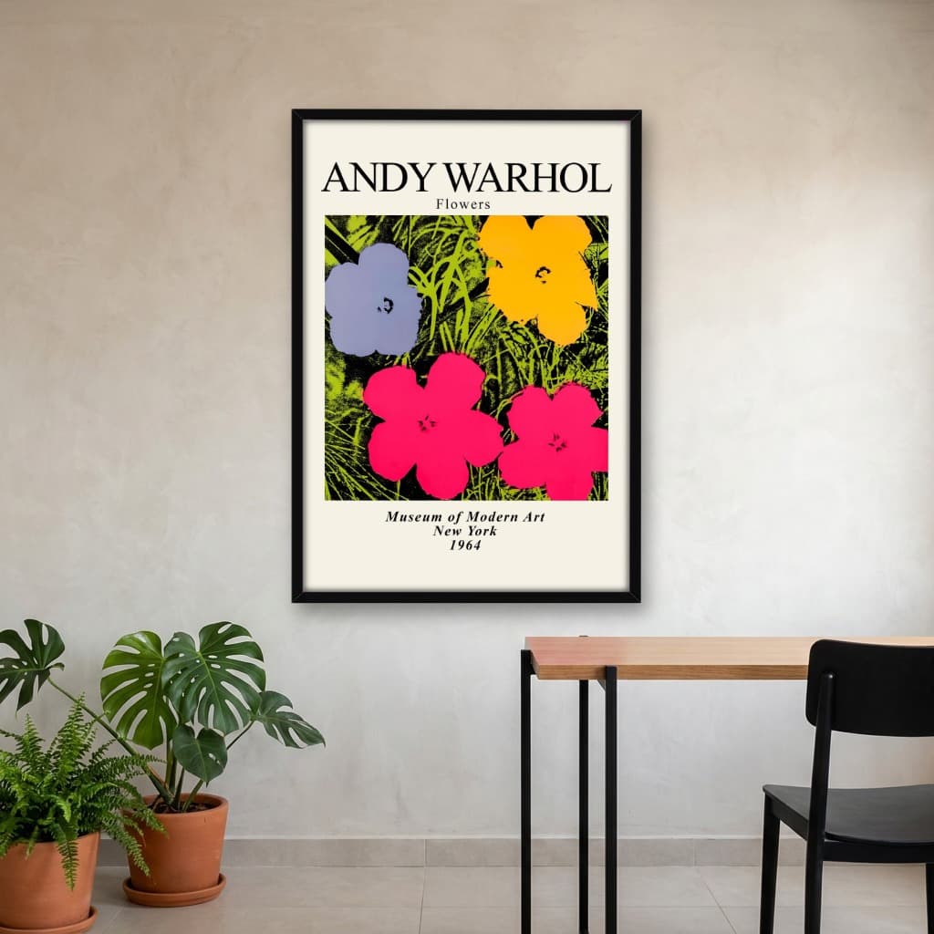 Quadro Decorativo Flores Coloridas Obra do Artista Andy Warhol