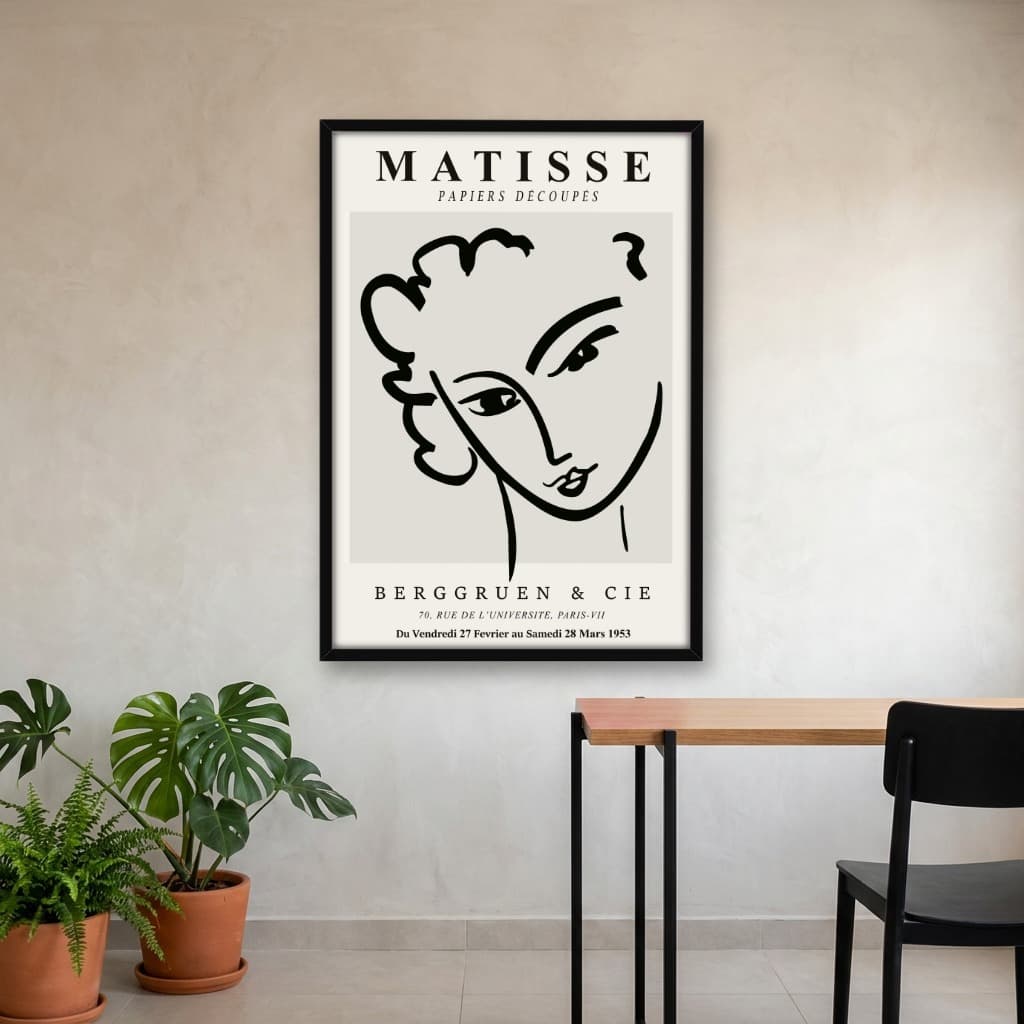 Quadro Decorativo Mulher esboço pincel desenho neutro Obra do Artista Henri Matisse